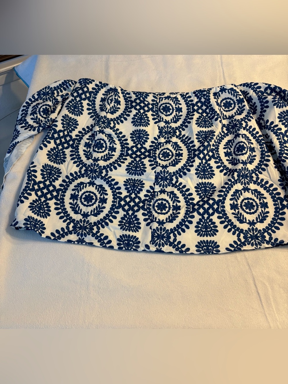 Blue and White Boho Print Knot Side Mini Skirt Size L - Picture 5 of 8